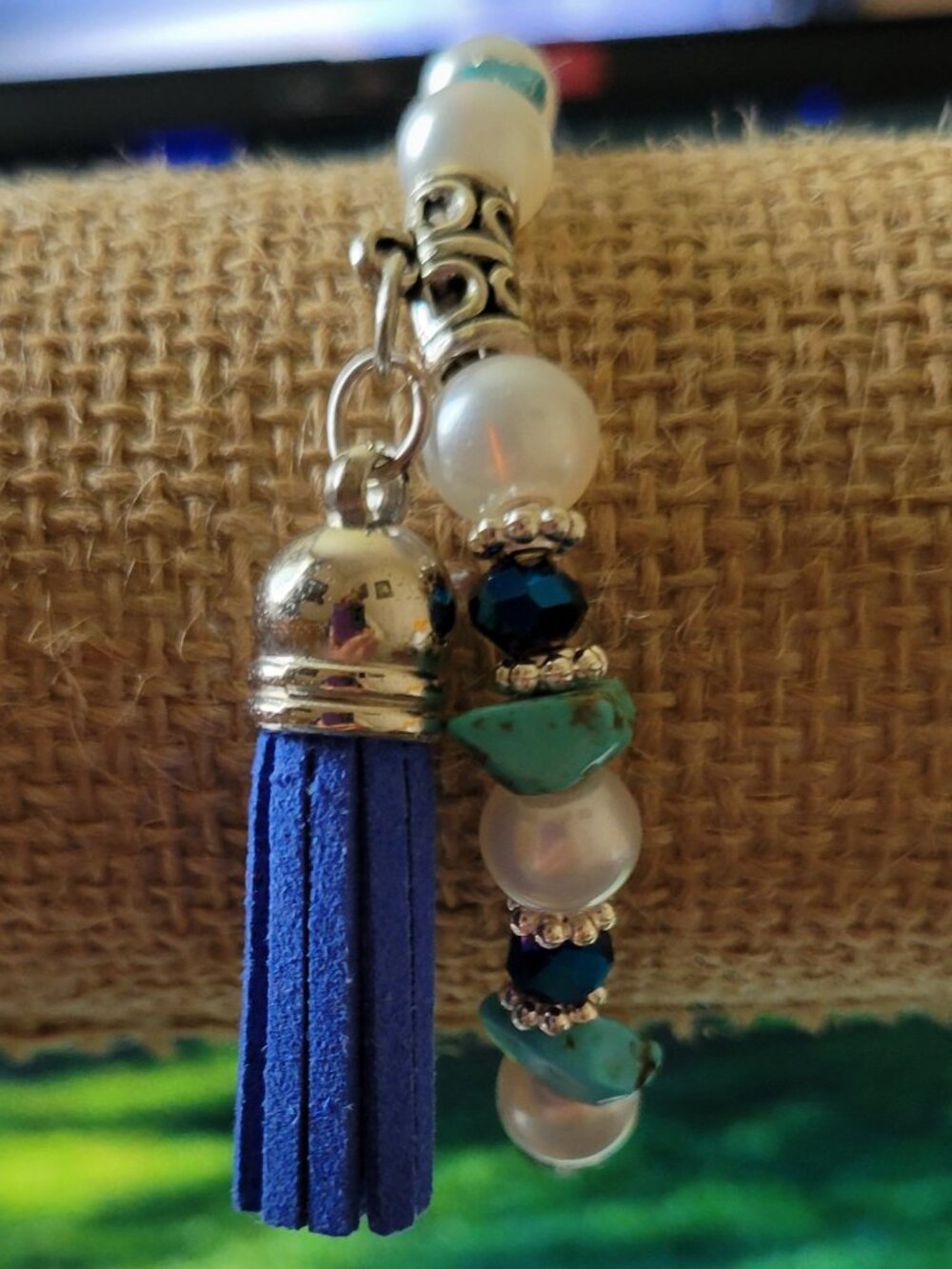 Classic Blue Turquoise White Rhinestone Dividers Wrist Wraps